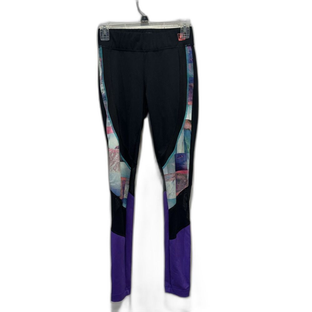 Fila Leggings Running Mesh Printed Full Length Black Exercise Workout Women XS